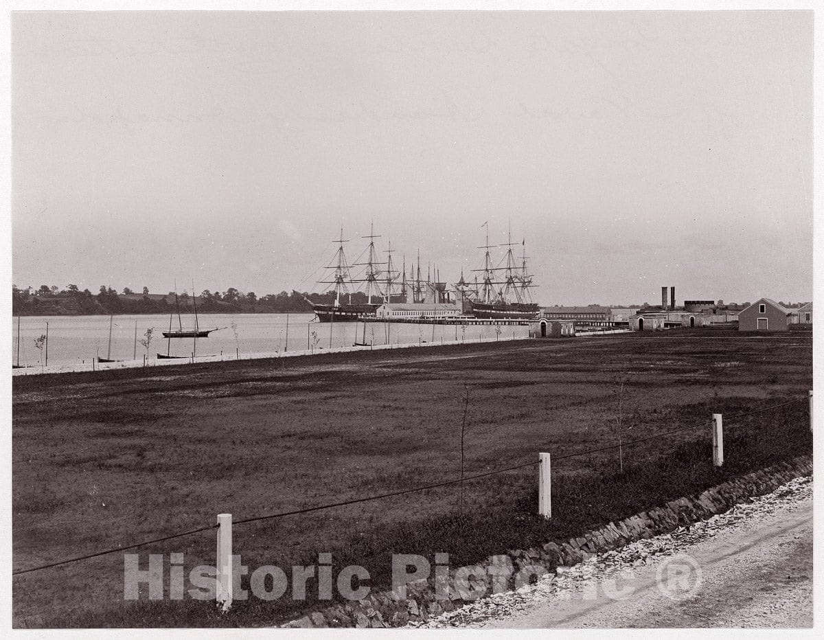 Photo Print : Formerly Mathew B. Brady - Frigates Santee and Constitution Off Naval Academy, Annapolis : Vintage Wall Art