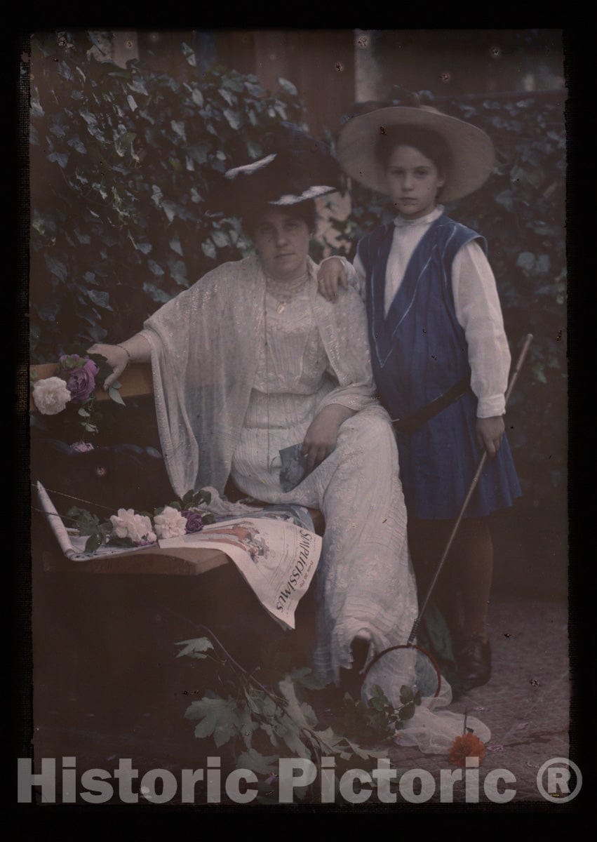 Art Print : Frank Eugene - Emmy and Kitty - Tutzing, Bavaria : Vintage Wall Art