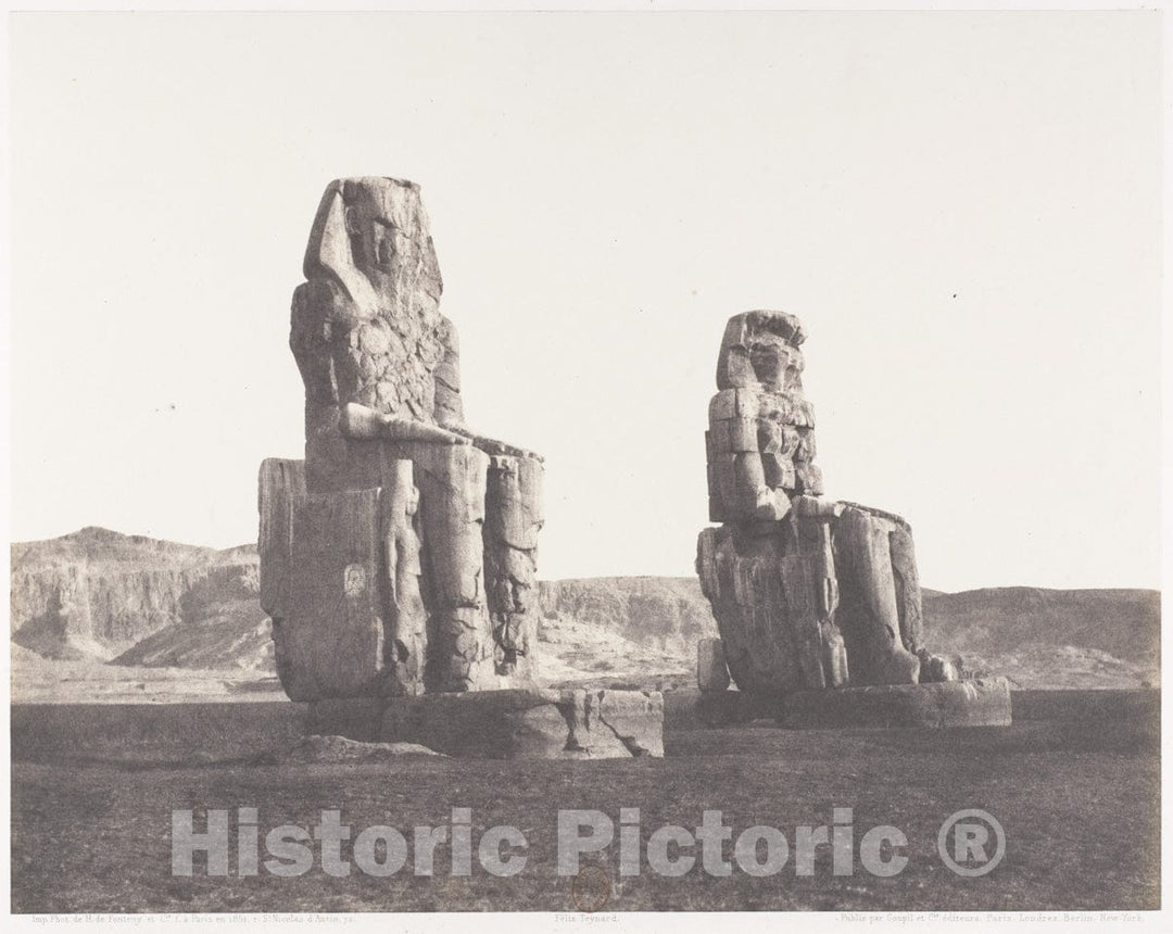 Photo Print : Félix Teynard - Gournah (Thèbes), Colosses (Celui de Droite, Dit de Memnon) : Vintage Wall Art