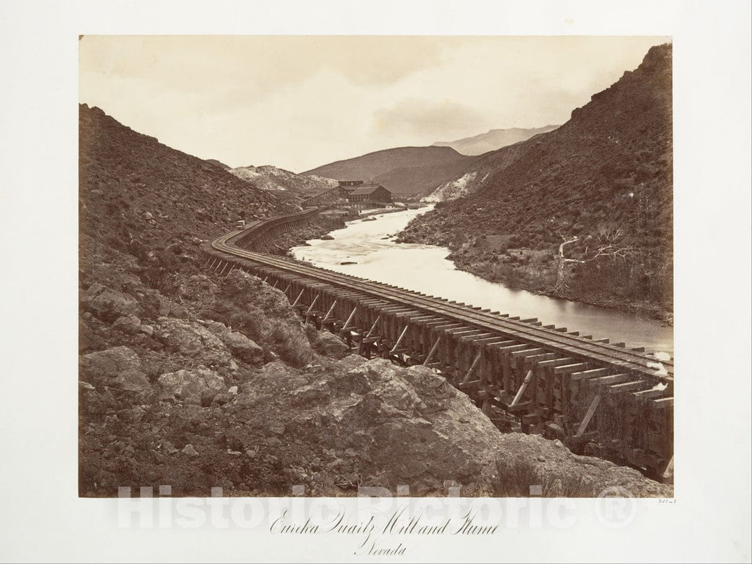 Photo Print : Carleton E. Watkins - Eureka Quartz Mill and Flume, Nevada 1 : Vintage Wall Art