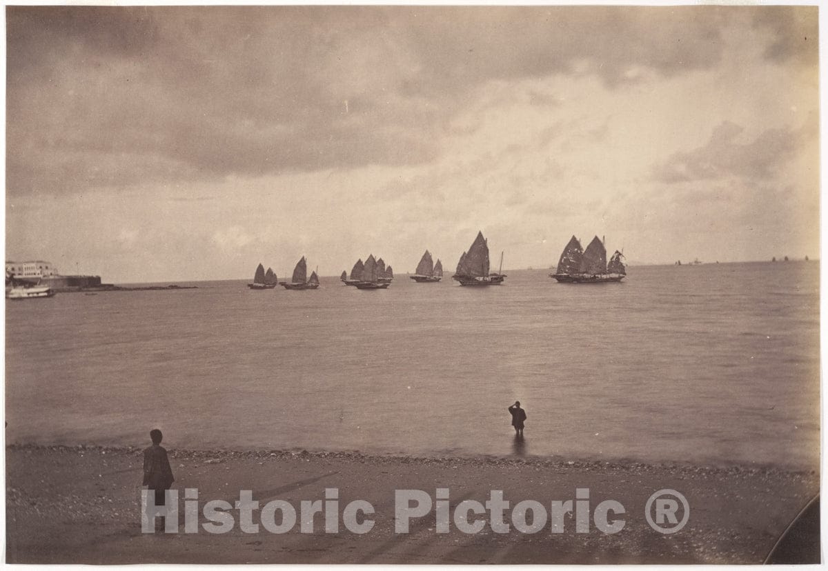 Photo Print : John Thomson - Fishing Boats Going Out Macao : Vintage Wall Art