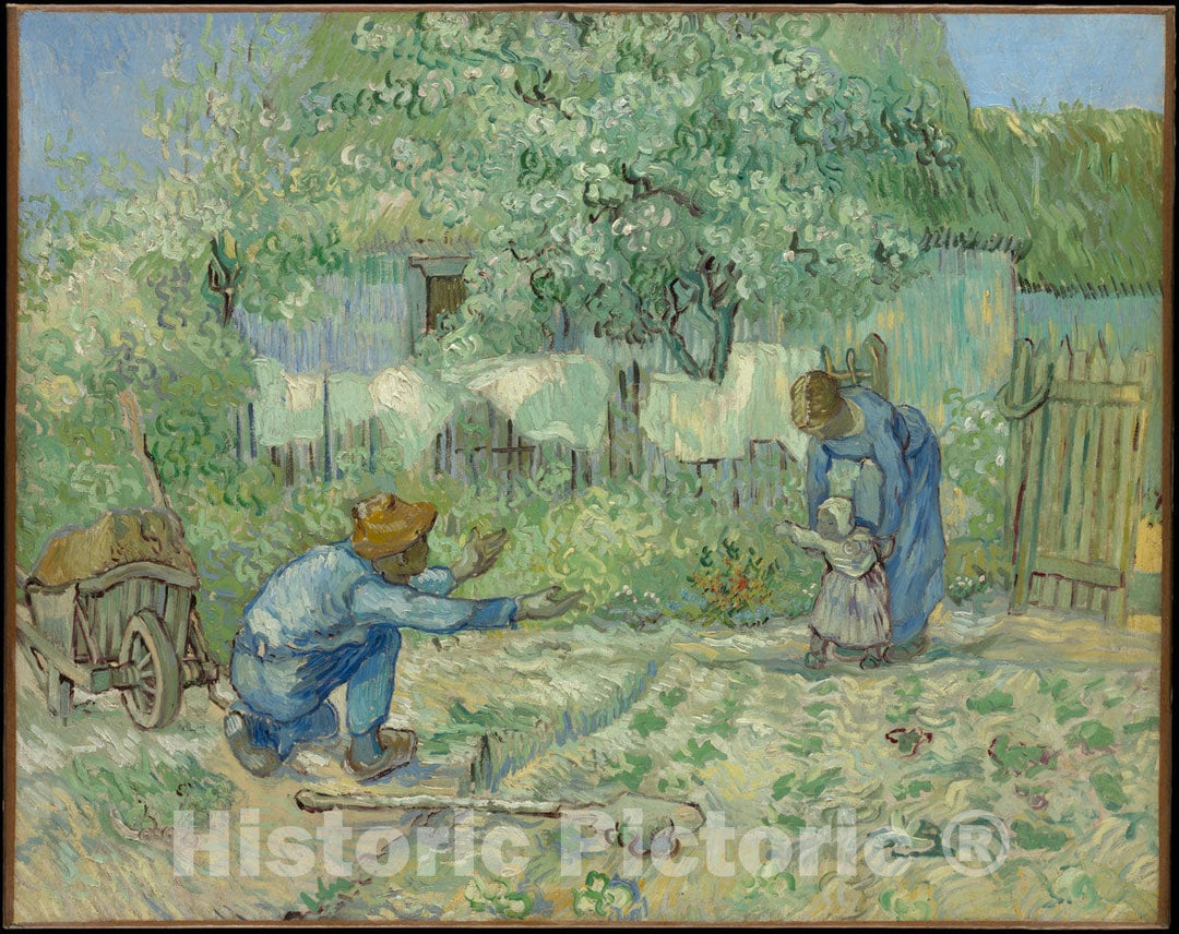 Art Print : Vincent Van Gogh - First Steps, After Millet : Vintage Wall Art