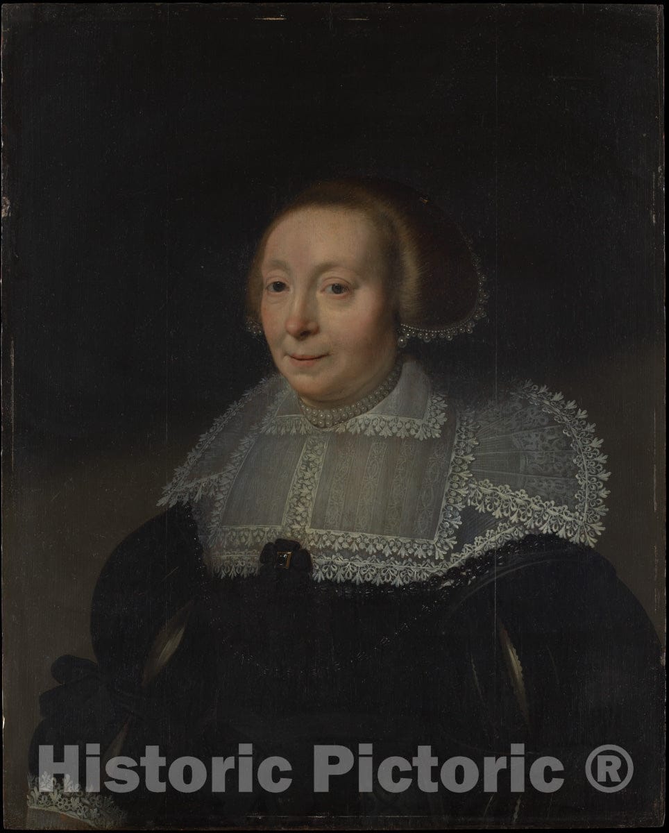 Art Print : Michiel Jansz. Van Mierevelt - Portrait of a Woman with a Lace Collar : Vintage Wall Art