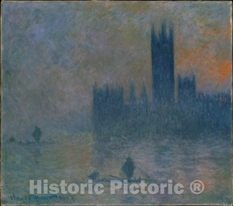 Art Print : Claude Monet - The Houses of Parliament (Effect of Fog) : Vintage Wall Art