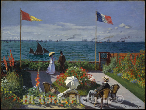 Art Print : Claude Monet - Garden at Sainte-Adresse : Vintage Wall Art