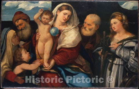 Art Print : Bonifacio de' Pitati (Bonifacio Veronese) - Madonna and Child with Saints : Vintage Wall Art