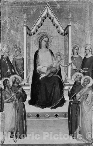 Art Print : Workshop of Bernardo Daddi - Madonna and Child Enthroned with Saints 1 : Vintage Wall Art