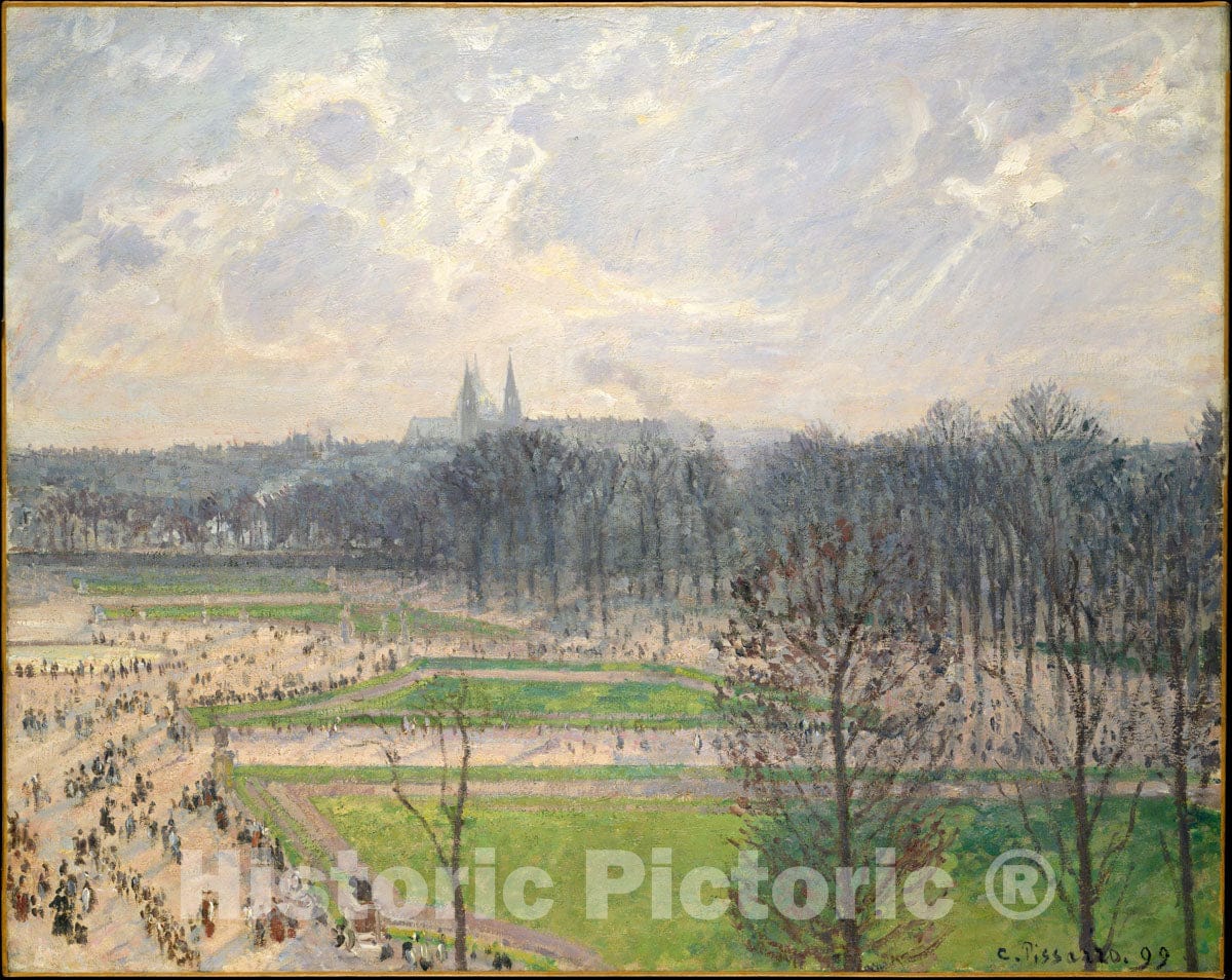 Art Print : Camille Pissarro - The Garden of The Tuileries on a Winter Afternoon 1 : Vintage Wall Art