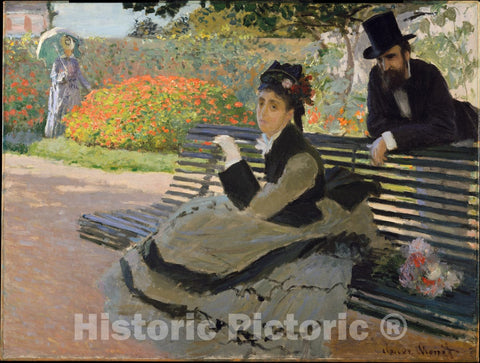 Art Print : Claude Monet - Camille Monet (1847–1879) on a Garden Bench : Vintage Wall Art