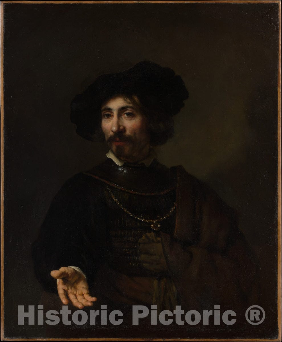 Art Print : Style of Rembrandt - Man with a Steel Gorget : Vintage Wall Art