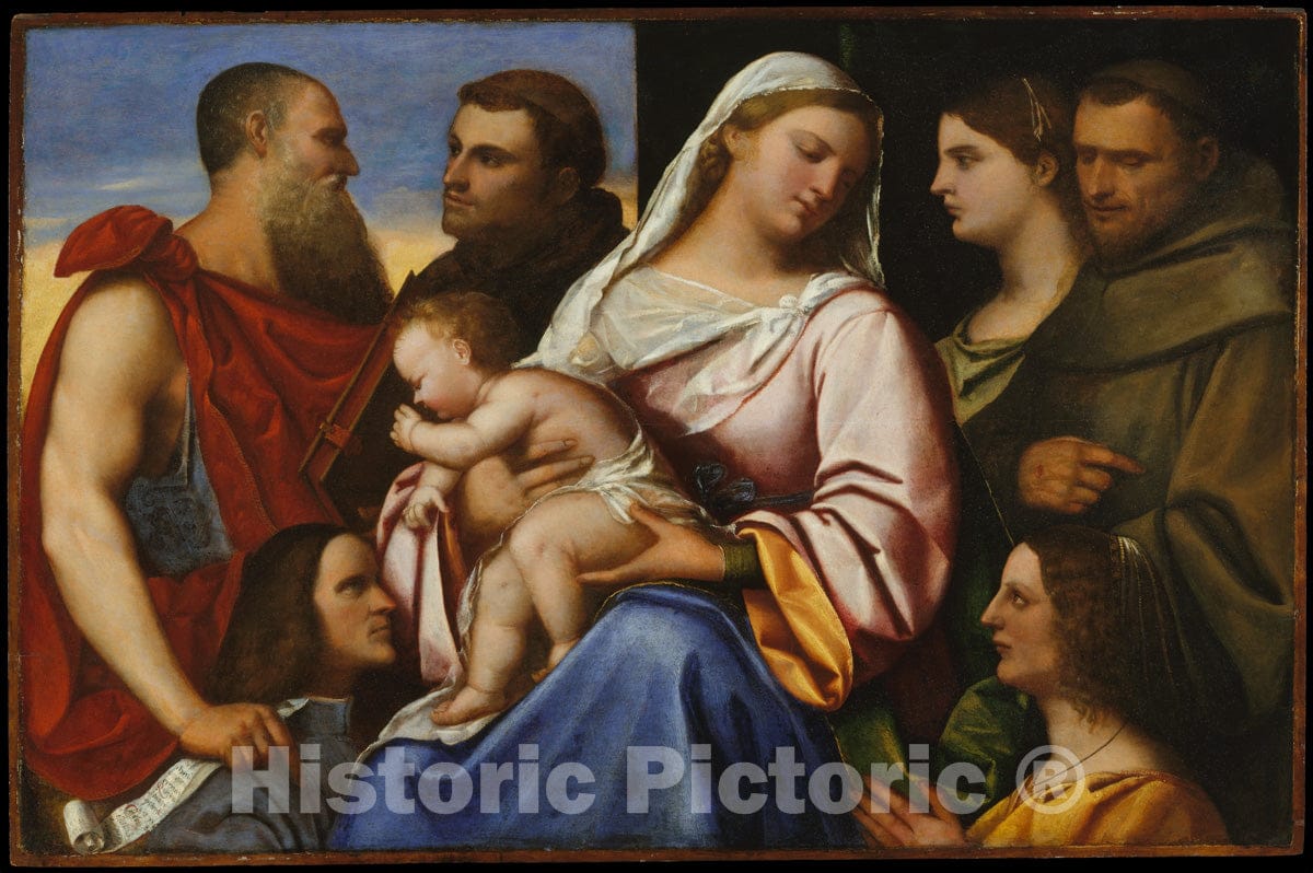Art Print : Sebastiano del Piombo - Madonna and Child with Saints and Donors : Vintage Wall Art