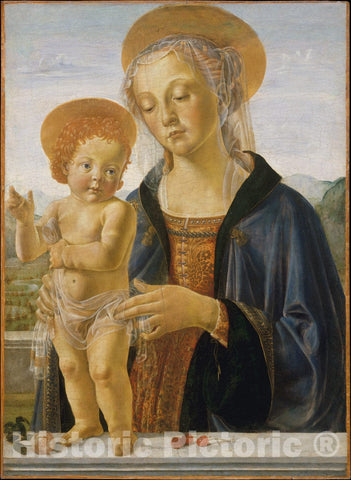 Art Print : Workshop of Andrea del Verrocchio - Madonna and Child : Vintage Wall Art
