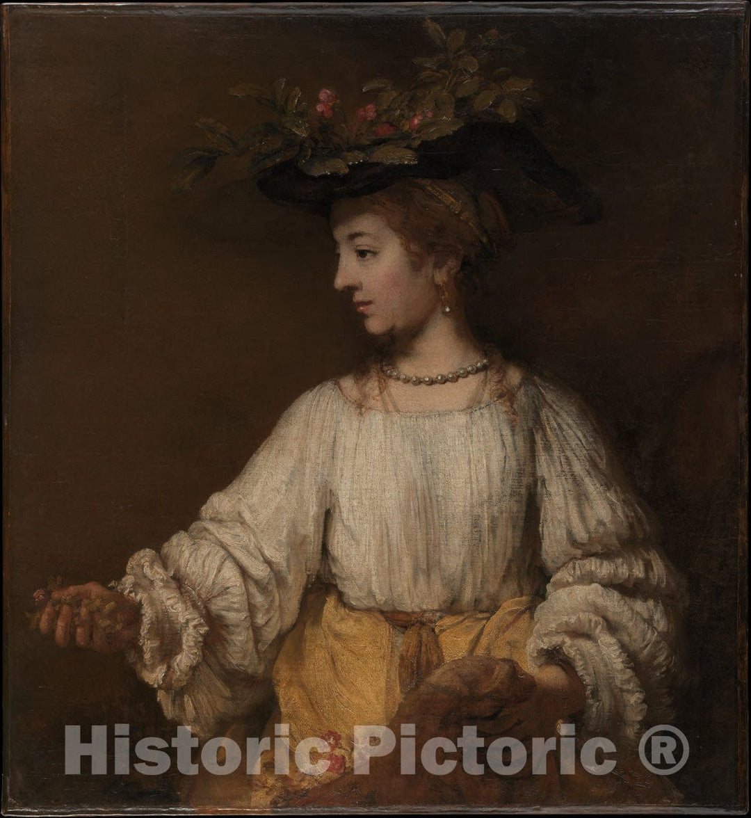 Art Print : Rembrandt (Rembrandt Van Rijn) - Flora : Vintage Wall Art