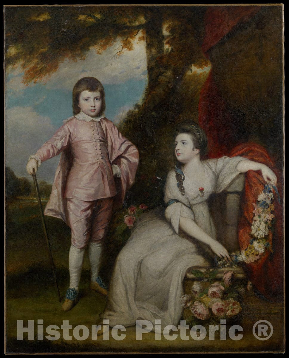 Art Print : Sir Joshua Reynolds - George Capel, Viscount Malden (1757–1839), and Lady Elizabeth Capel (1755–1834) : Vintage Wall Art