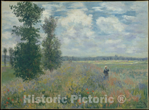 Art Print : Claude Monet - Poppy Fields Near Argenteuil : Vintage Wall Art
