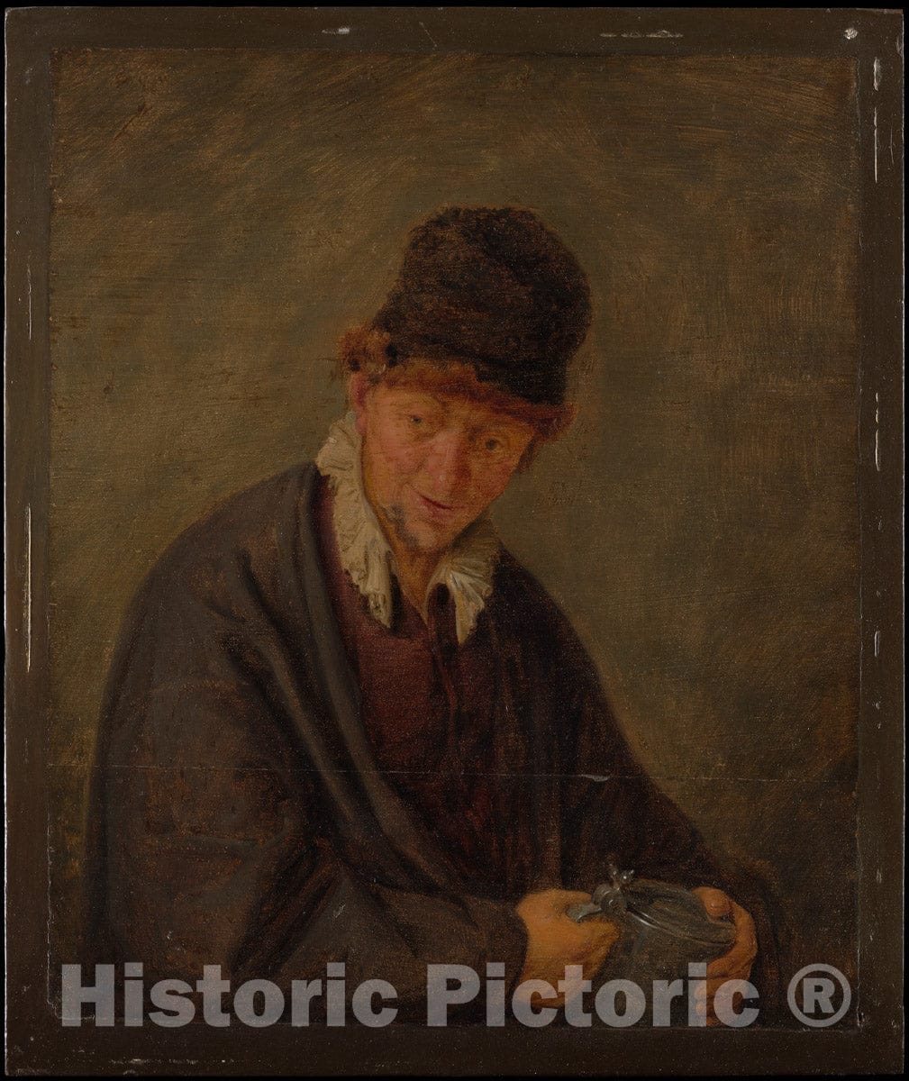 Art Print : Style of Adriaen Van Ostade - Man with a Tankard : Vintage Wall Art