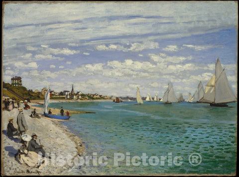 Art Print : Claude Monet - Regatta at Sainte-Adresse : Vintage Wall Art