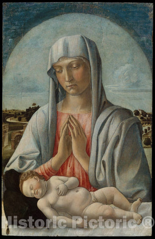 Art Print : Giovanni Bellini - Madonna Adoring The Sleeping Child : Vintage Wall Art