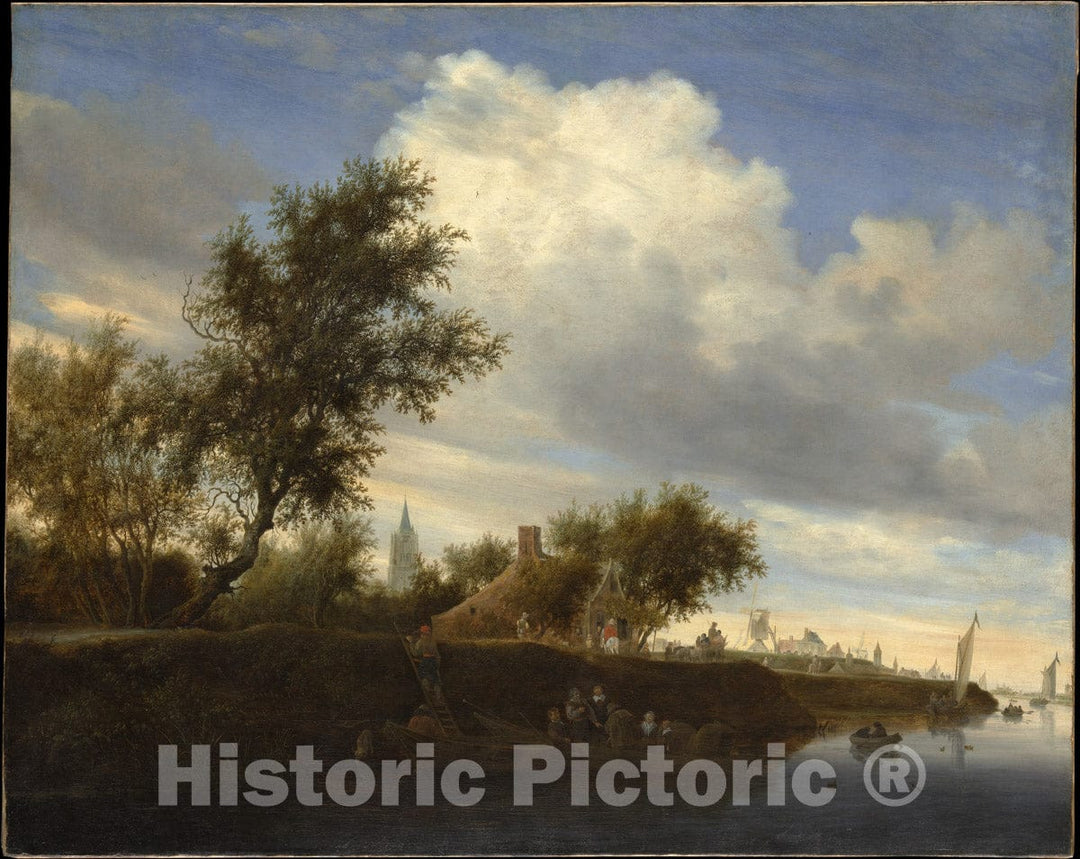 Art Print : Salomon Van Ruysdael - Ferry Near Gorinchem : Vintage Wall Art
