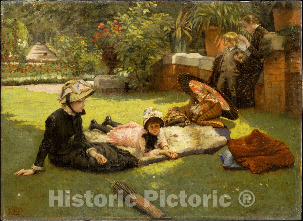 Art Print : James Tissot - in Full Sunlight (En Plein Soleil) : Vintage Wall Art
