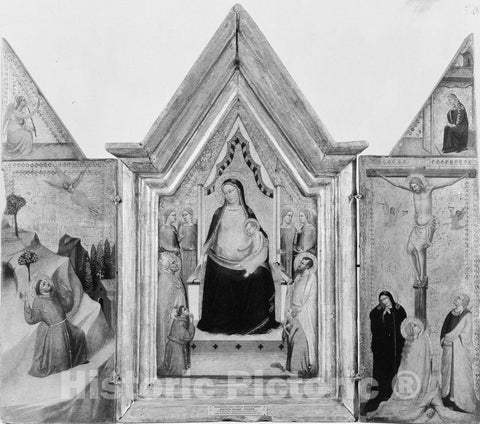 Art Print : Workshop of Bernardo Daddi - Madonna and Child Enthroned with Saints 2 : Vintage Wall Art
