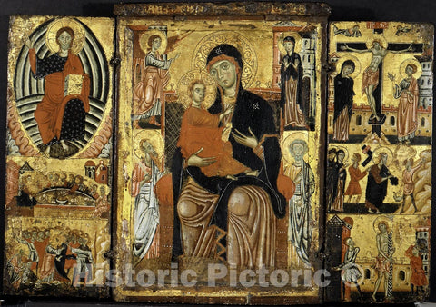 Art Print : Master of The Magdalen - Madonna and Child Enthroned : Vintage Wall Art