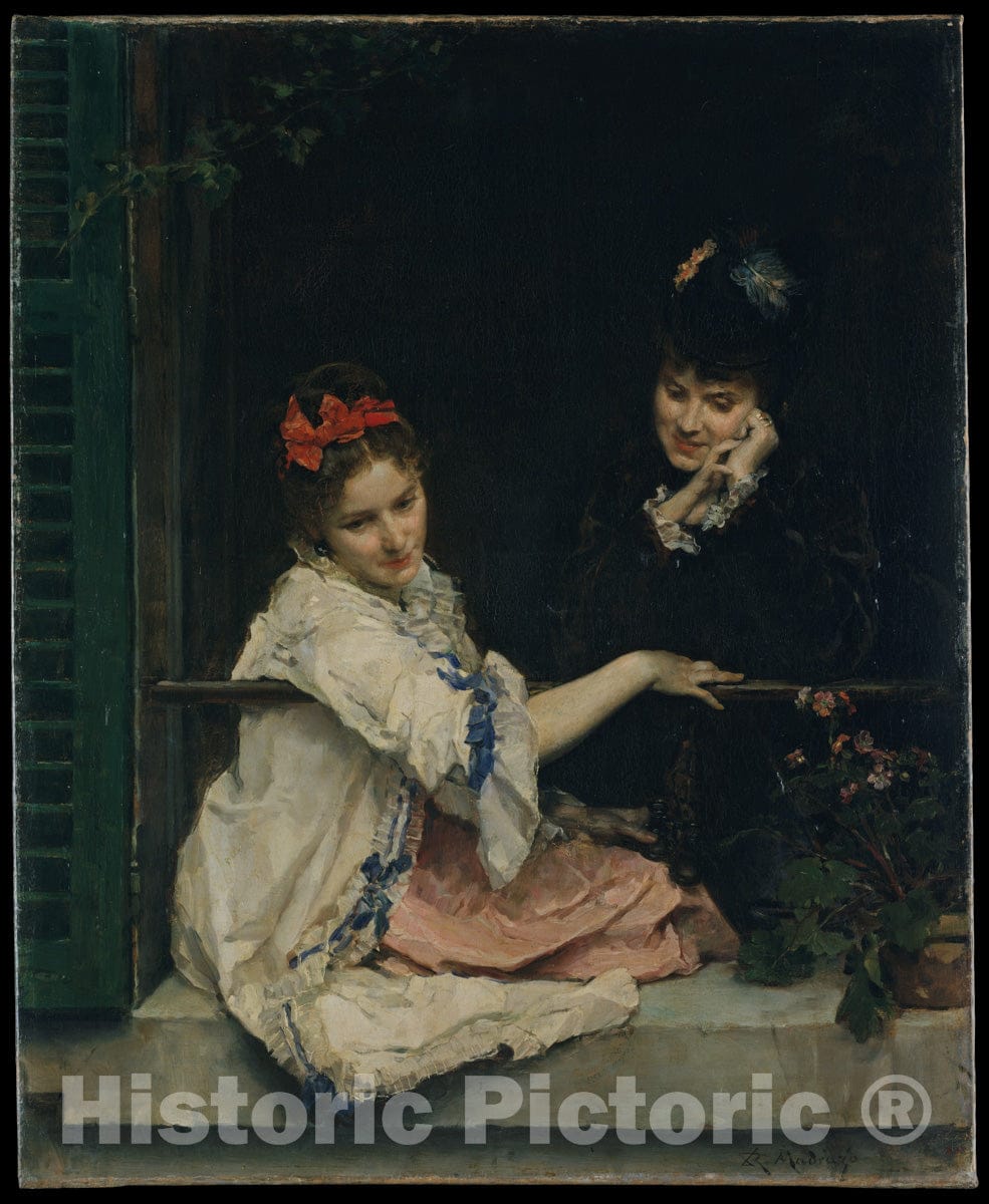 Art Print : Raimundo de Madrazo y Garreta - Girls at a Window : Vintage Wall Art