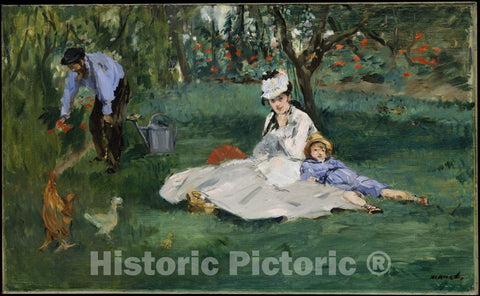 Art Print : Edouard Manet - The Monet Family in Their Garden at Argenteuil : Vintage Wall Art