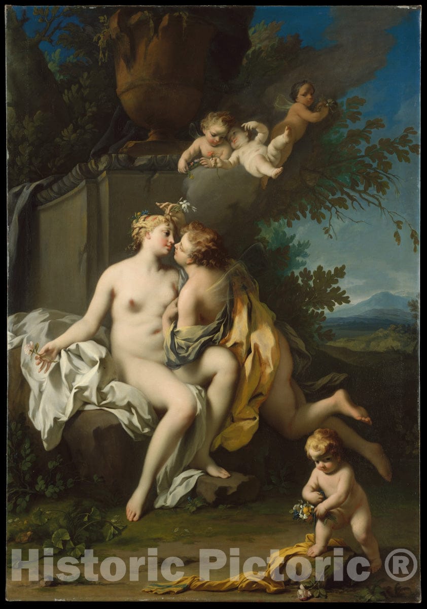 Art Print : Jacopo Amigoni - Flora and Zephyr : Vintage Wall Art