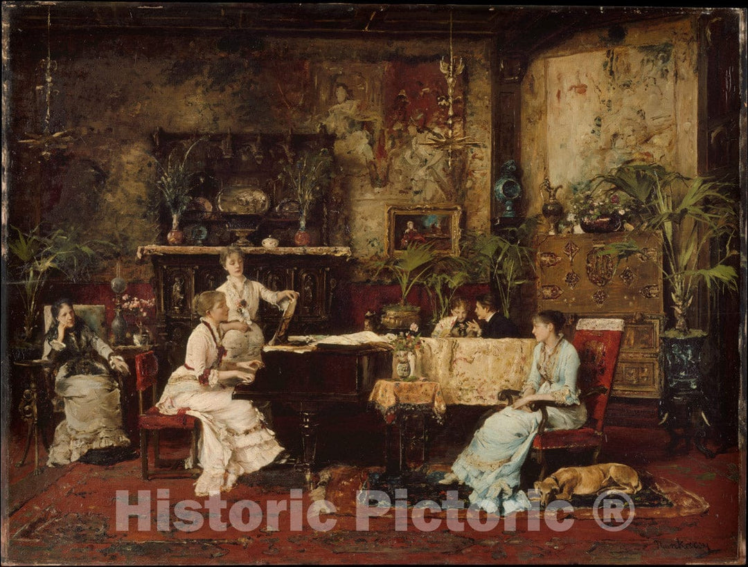 Art Print : Mihály Munkácsy - The Music Room : Vintage Wall Art
