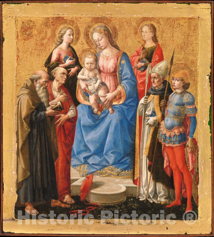 Art Print : Pesellino (Francesco di Stefano) - Madonna and Child with Six Saints : Vintage Wall Art