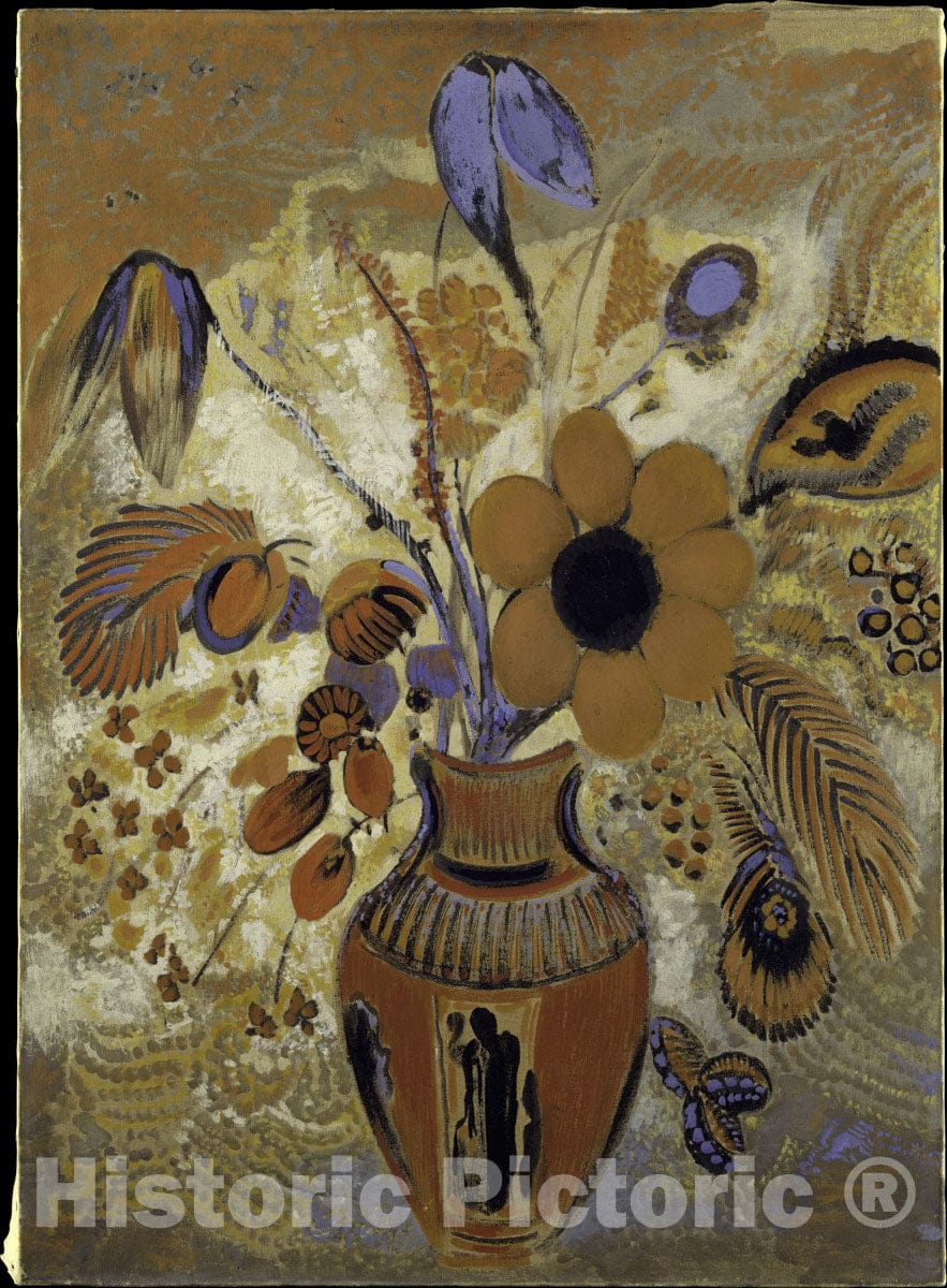 Art Print : Odilon Redon - Etruscan Vase with Flowers : Vintage Wall Art