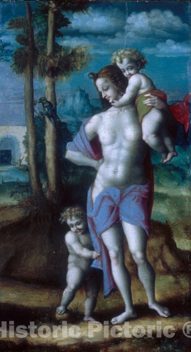 Art Print : Bachiacca (Francesco d'Ubertino Verdi) - Eve with Cain and ABEL : Vintage Wall Art