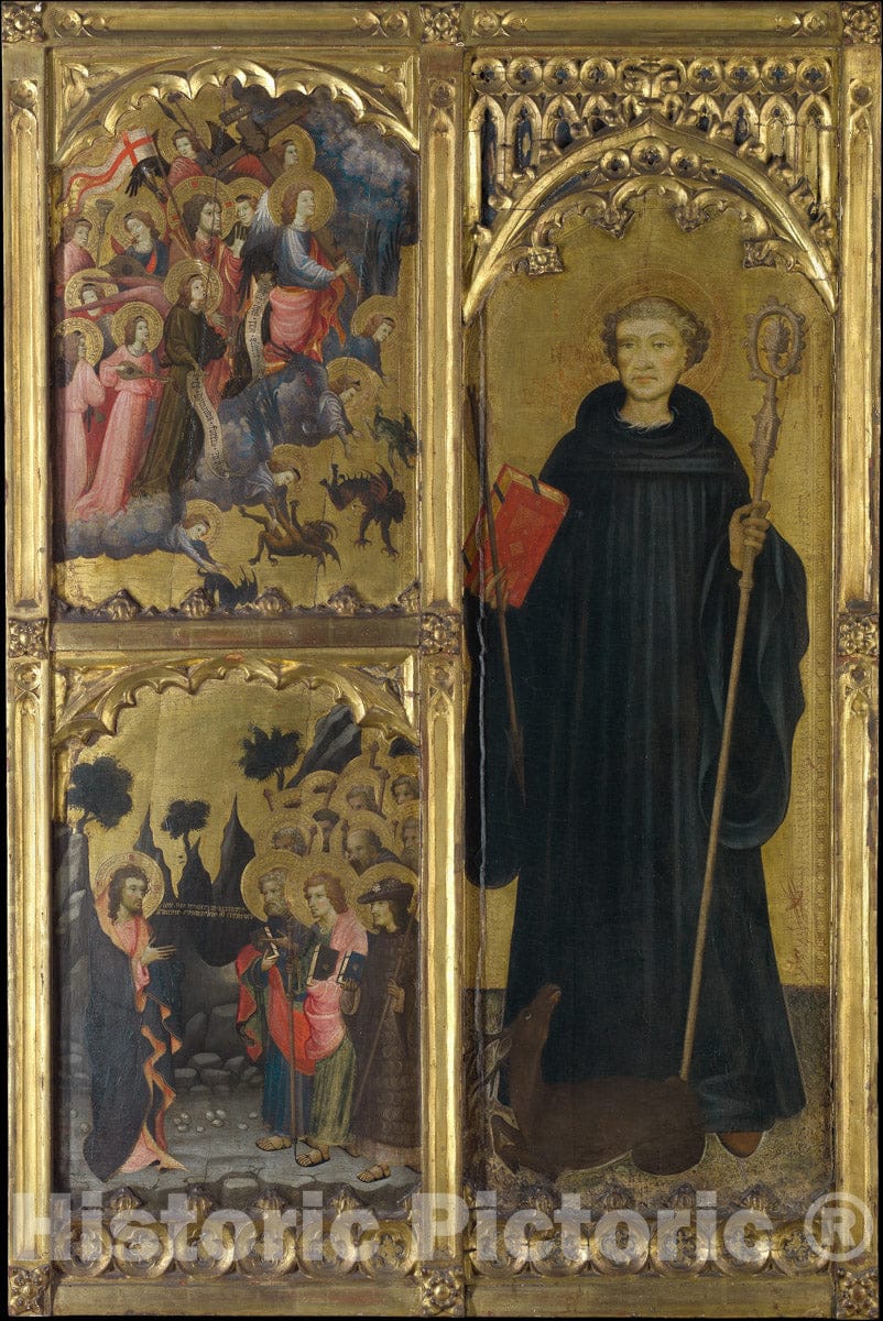 Art Print : Miguel Alcañiz (or Miquel Alcanyís) - Saint Giles with Christ Triumphant Over Satan and The Mission of The Apostles : Vintage Wall Art