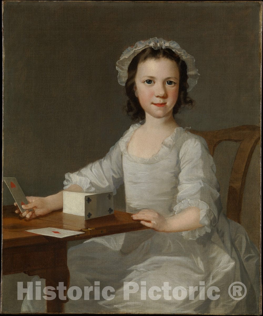Art Print : Thomas Frye - Girl Building a House of Cards : Vintage Wall Art
