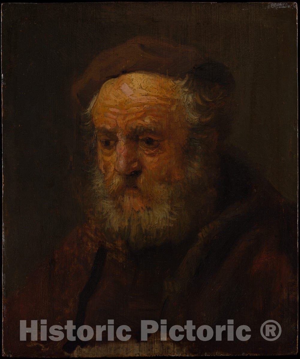 Art Print : Style of Rembrandt - Study Head of an Old Man : Vintage Wall Art
