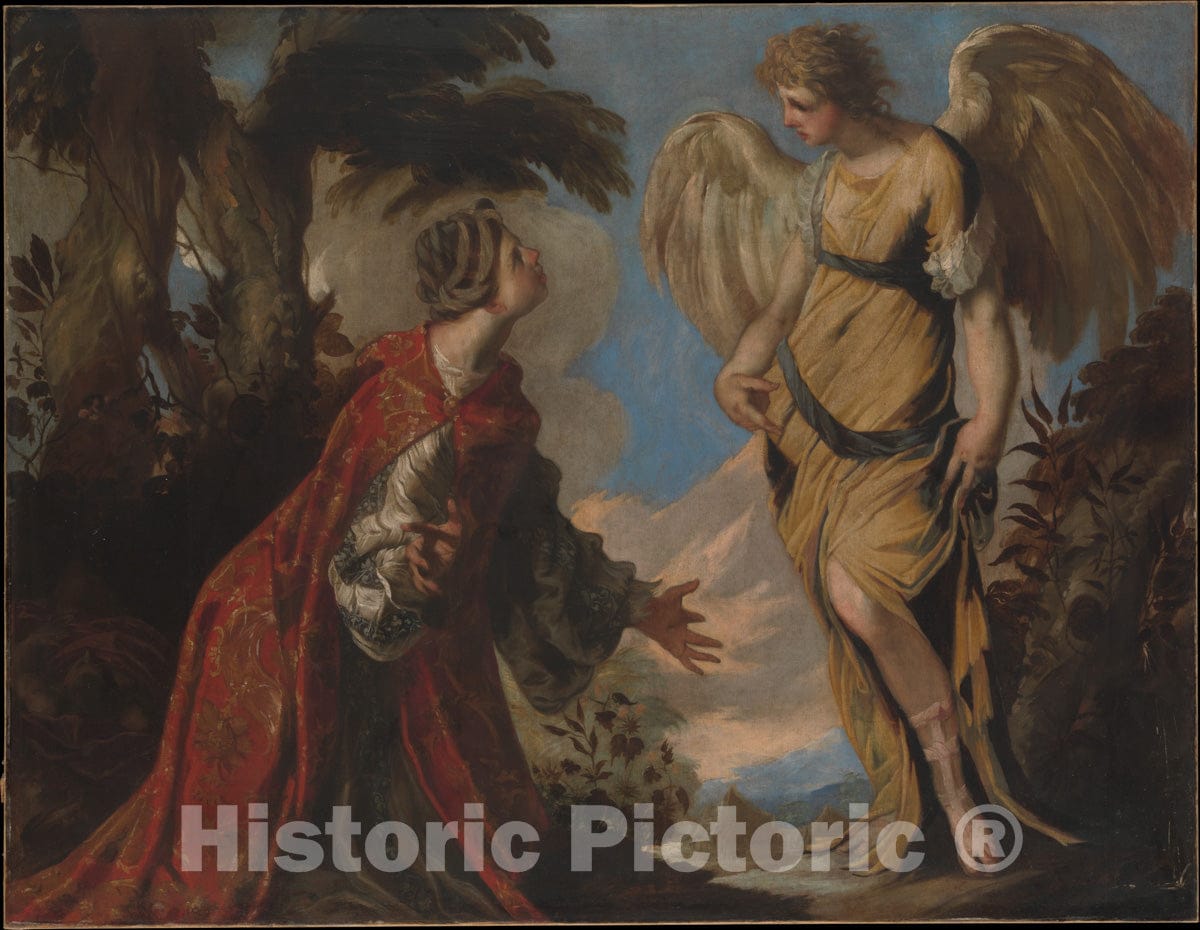 Art Print : Francesco Maffei - Hagar and The Angel : Vintage Wall Art
