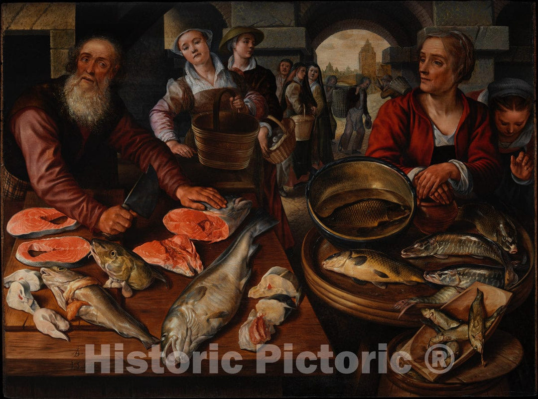Art Print : Joachim Beuckelaer - Fish Market : Vintage Wall Art