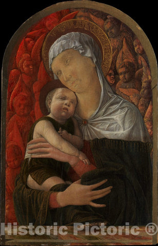 Art Print : Andrea Mantegna - Madonna and Child with Seraphim and Cherubim : Vintage Wall Art