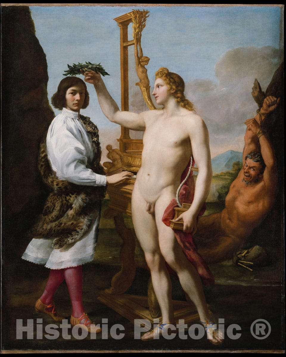 Art Print : Andrea Sacchi - Marcantonio Pasqualini (1614–1691) Crowned by Apollo : Vintage Wall Art