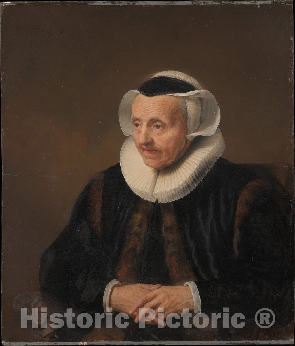 Art Print : Style of Jacob Backer - Portrait of an Old Woman : Vintage Wall Art