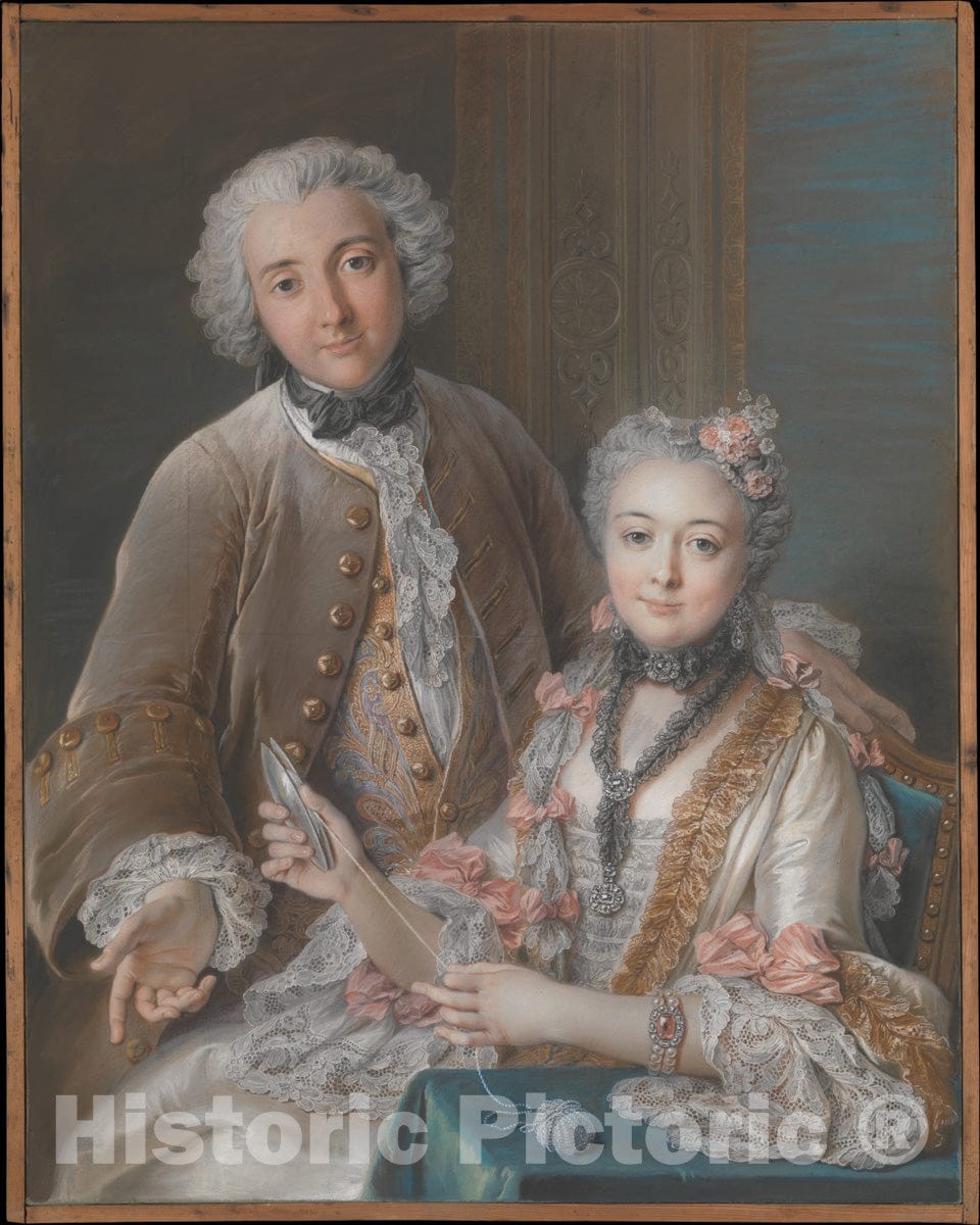 Art Print : Charles Antoine Coypel - François de Jullienne (1722–1754) and His Wife (Marie Élisabeth de Séré de Rieux, 1724–1795) : Vintage Wall Art