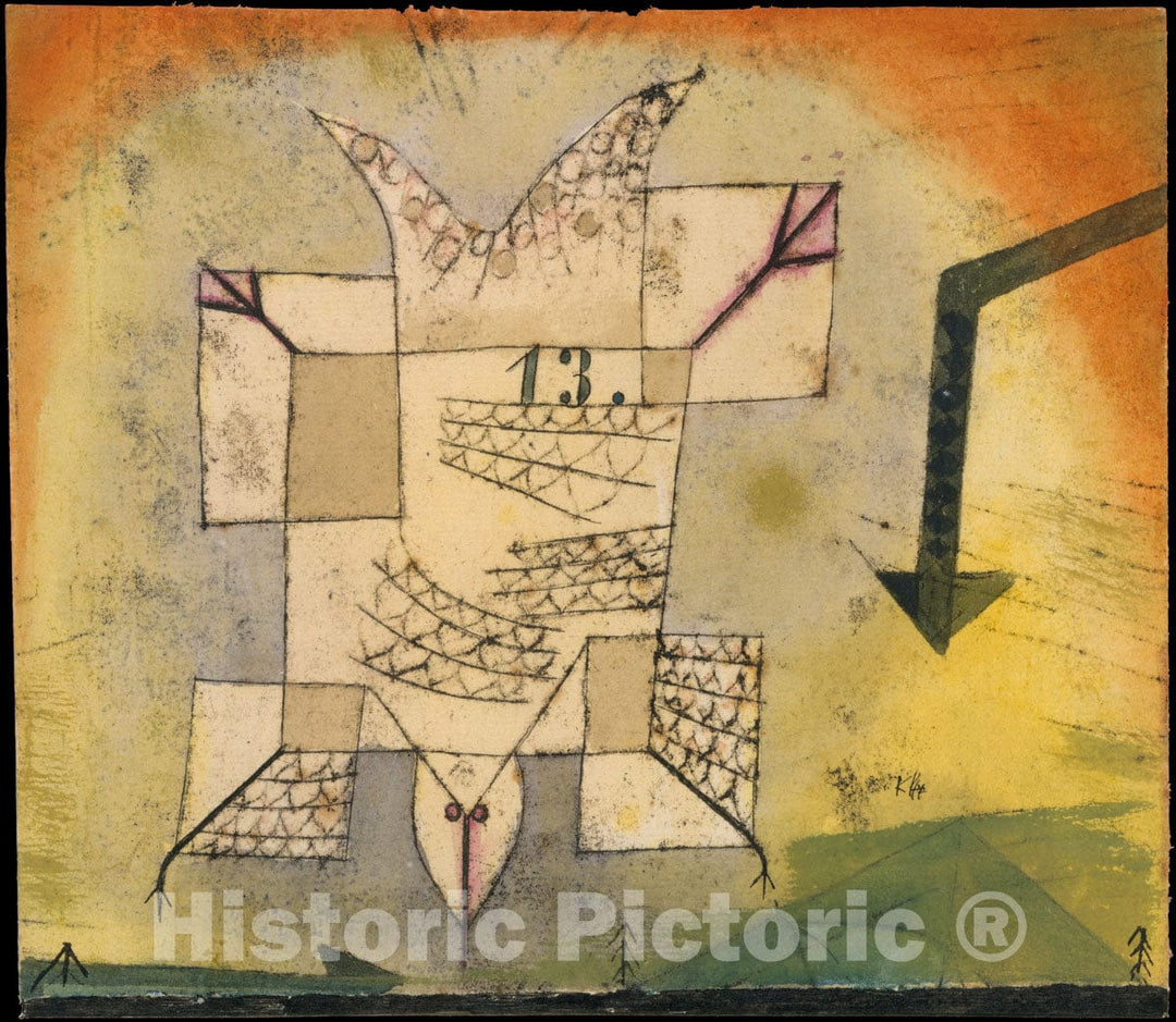 Art Print : Paul Klee - Falling Bird : Vintage Wall Art
