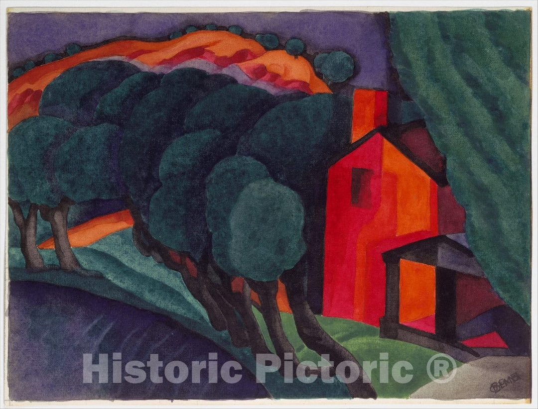 Art Print : Oscar Bluemner - Glowing Night : Vintage Wall Art