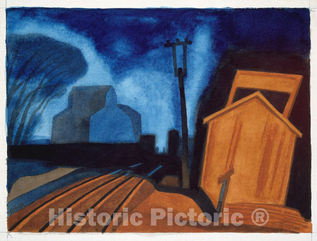 Art Print : Oscar Bluemner - Flag Station, Elizabeth, New Jersey : Vintage Wall Art
