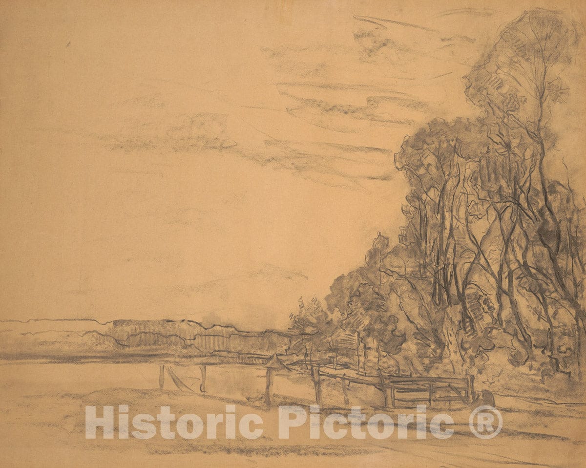 Art Print : Piet Mondrian - Field Bordered by Trees : Vintage Wall Art