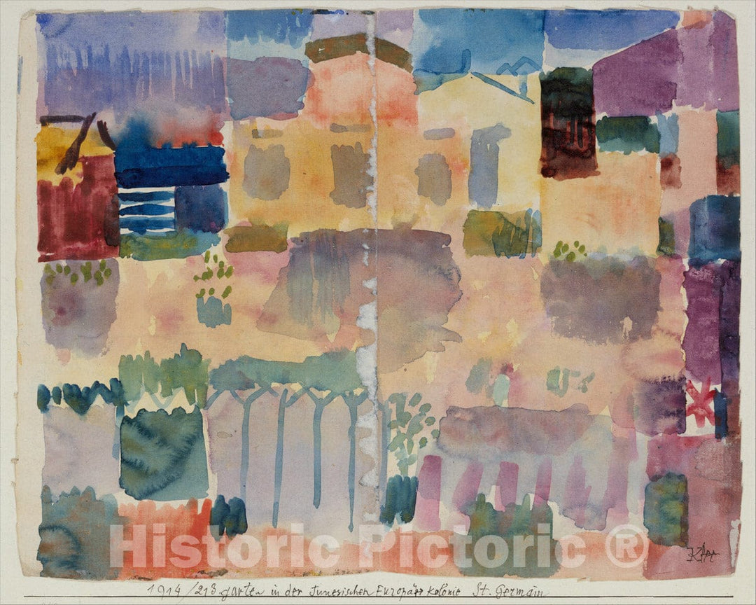 Art Print : Paul Klee - Garden in St. Germain, The European Quarter Near Tunis : Vintage Wall Art