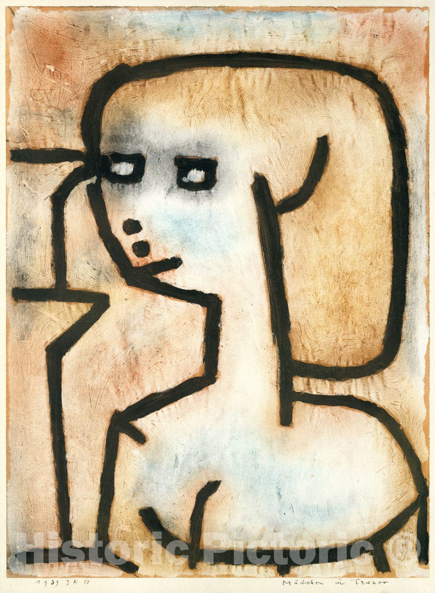 Art Print : Paul Klee  - Girl in Mourning : Vintage Wall Art