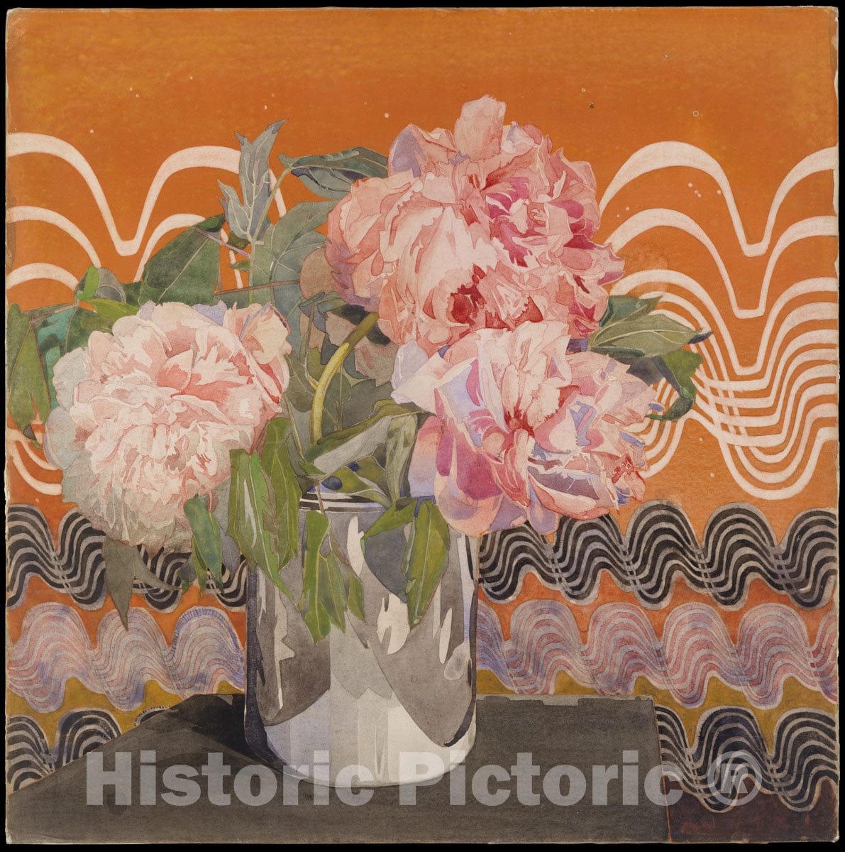 Art Print : Charles Rennie Mackintosh - Peonies : Vintage Wall Art
