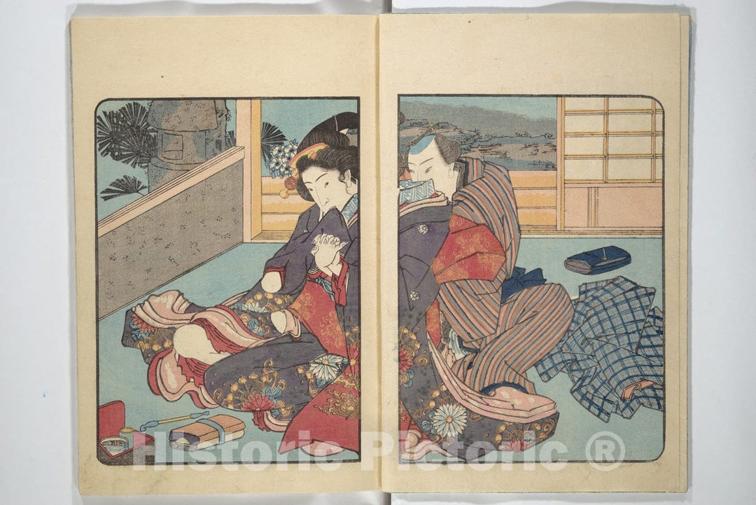 Art Print : Utagawa Kunisada - Volume 3 of Unknown Erotic (Shunga) Set - Japan : Vintage Wall Art